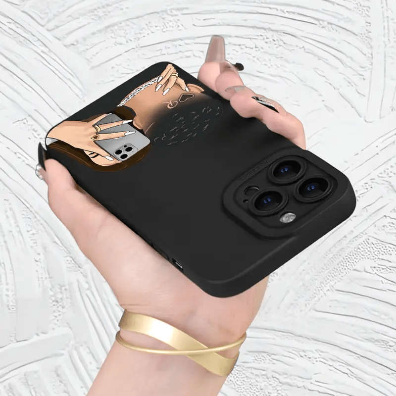 1Pc Black For iPhone 16 Plus Black TPU Phone Case