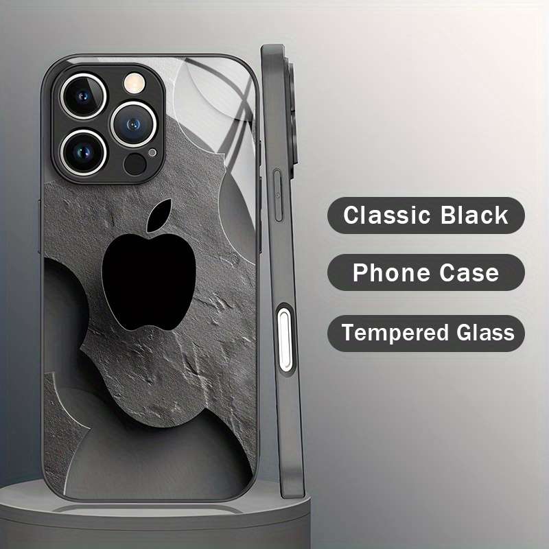 1Pc Mixed Color  For iPhone 16 Black Apple Design Phone Case