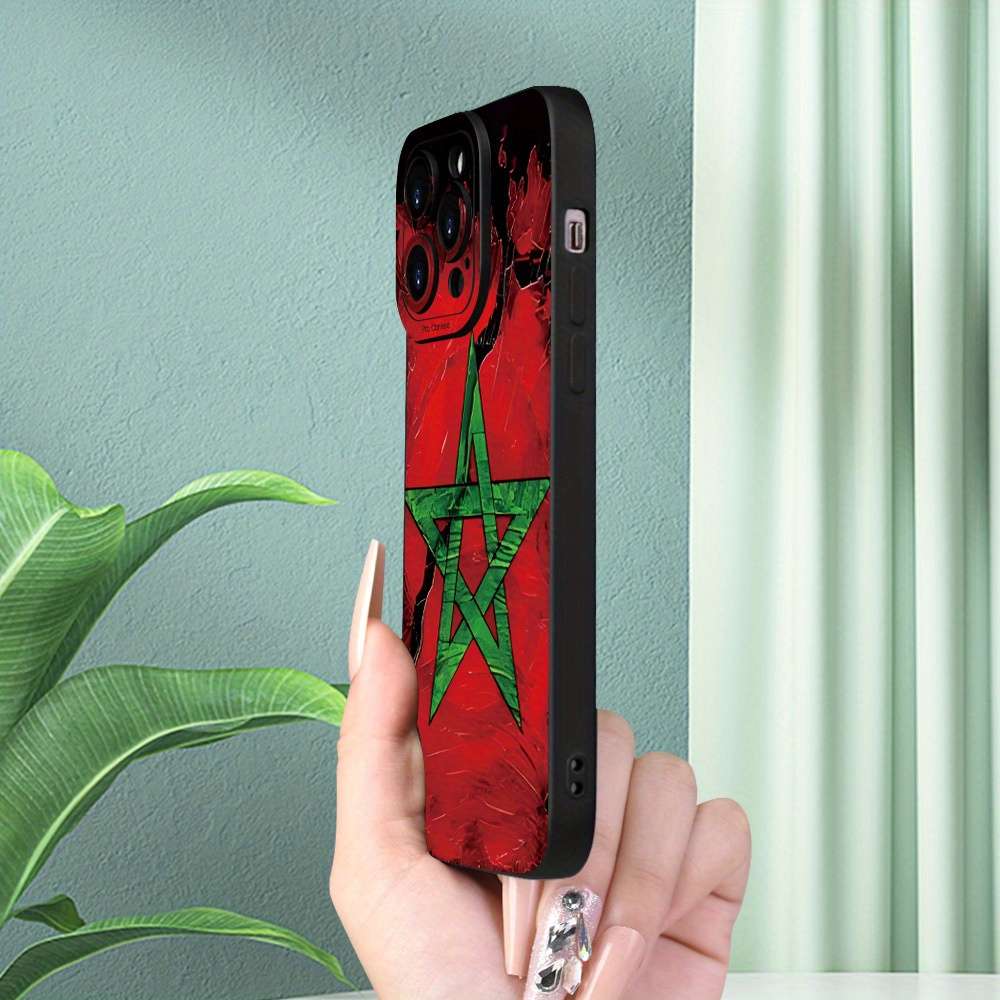1Pc Black For iPhone 15 Plus Moroccan Design Phone Case