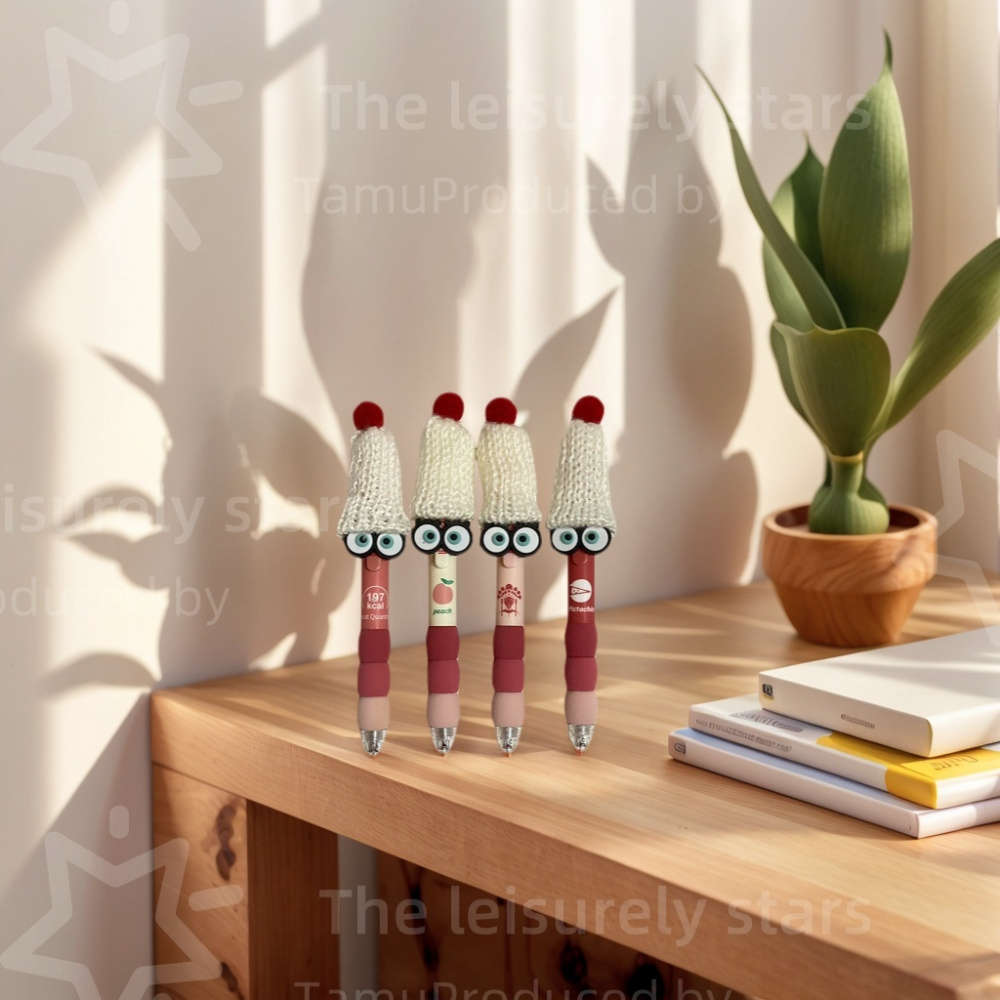 Pen color Khaki  small hat  glasses 4 styles 2 pieces will be sent randomly size0.5mm
