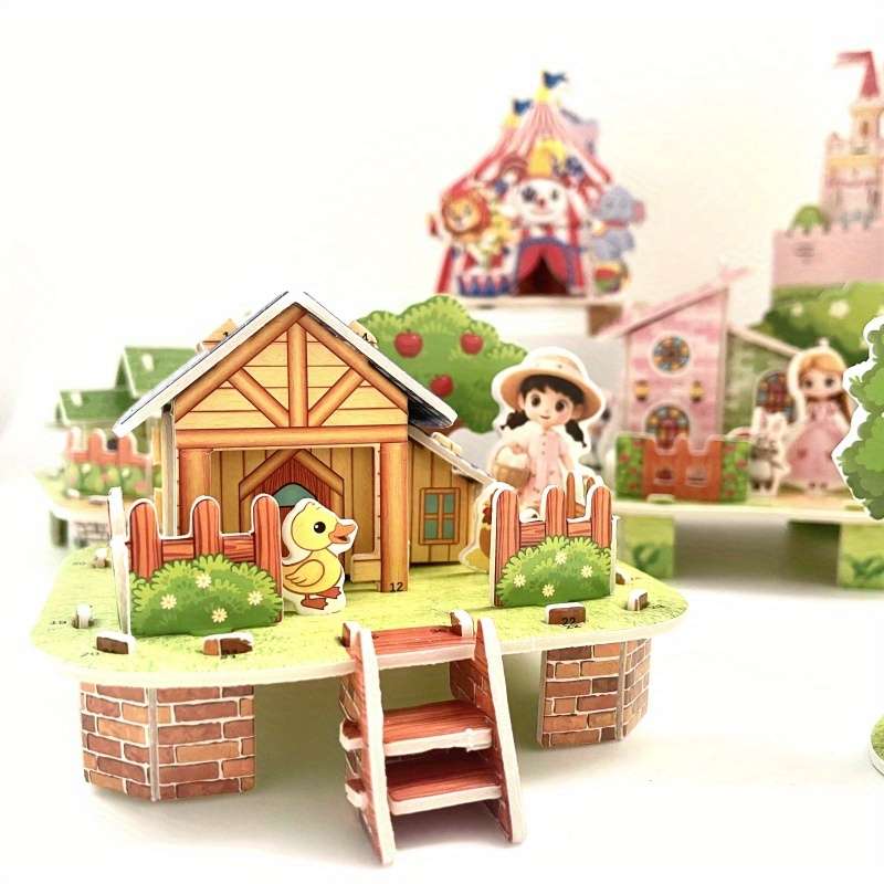 3D Building Model Puzzle Set Model Random Quantity 4 Pcs
