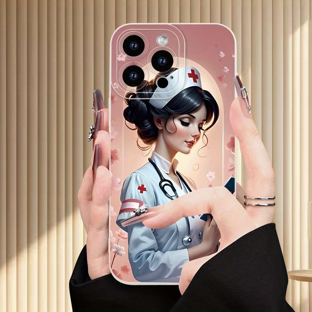 1Pc Ivory White For iPhone 13 Pro Nurse Themed Phone Case
