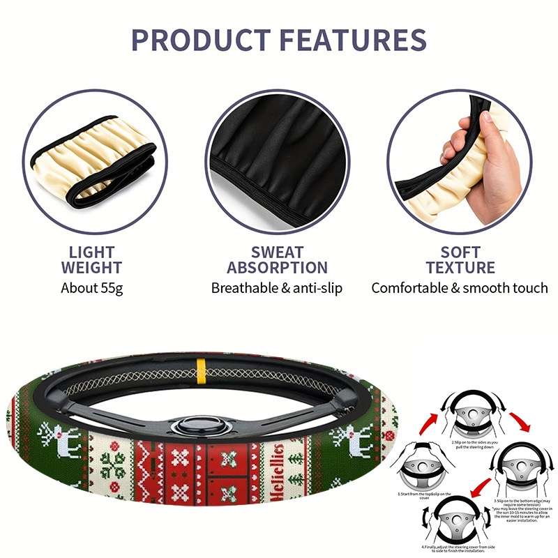 Car Steering Wheel Cover 38X38 Style Digital Printing