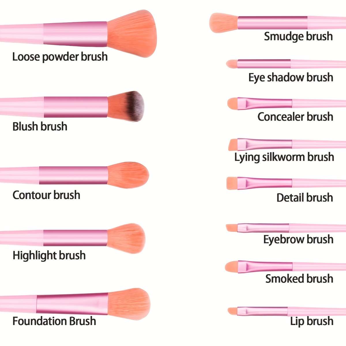 Makeup Brush Set Color 14Piece Set Includes Storage Bag