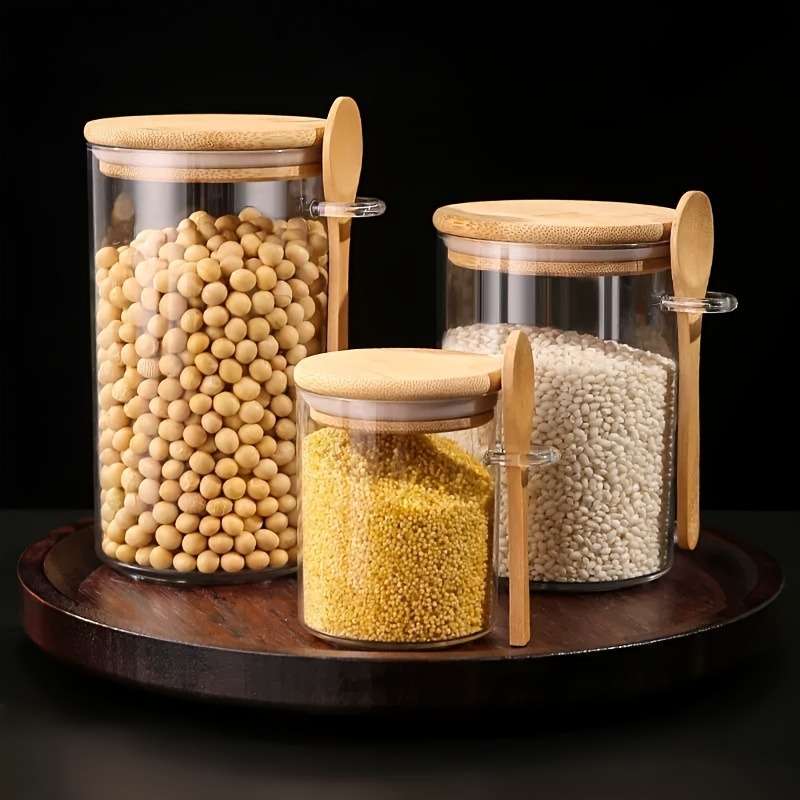 Sealed Jar Model 3 Pieces 1 Jar  1 Lid  1 Spoon