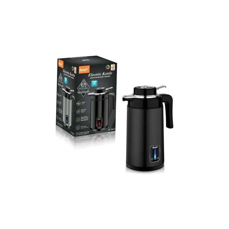7L Stainless Steel Double Wall Electric Kettle Black Model