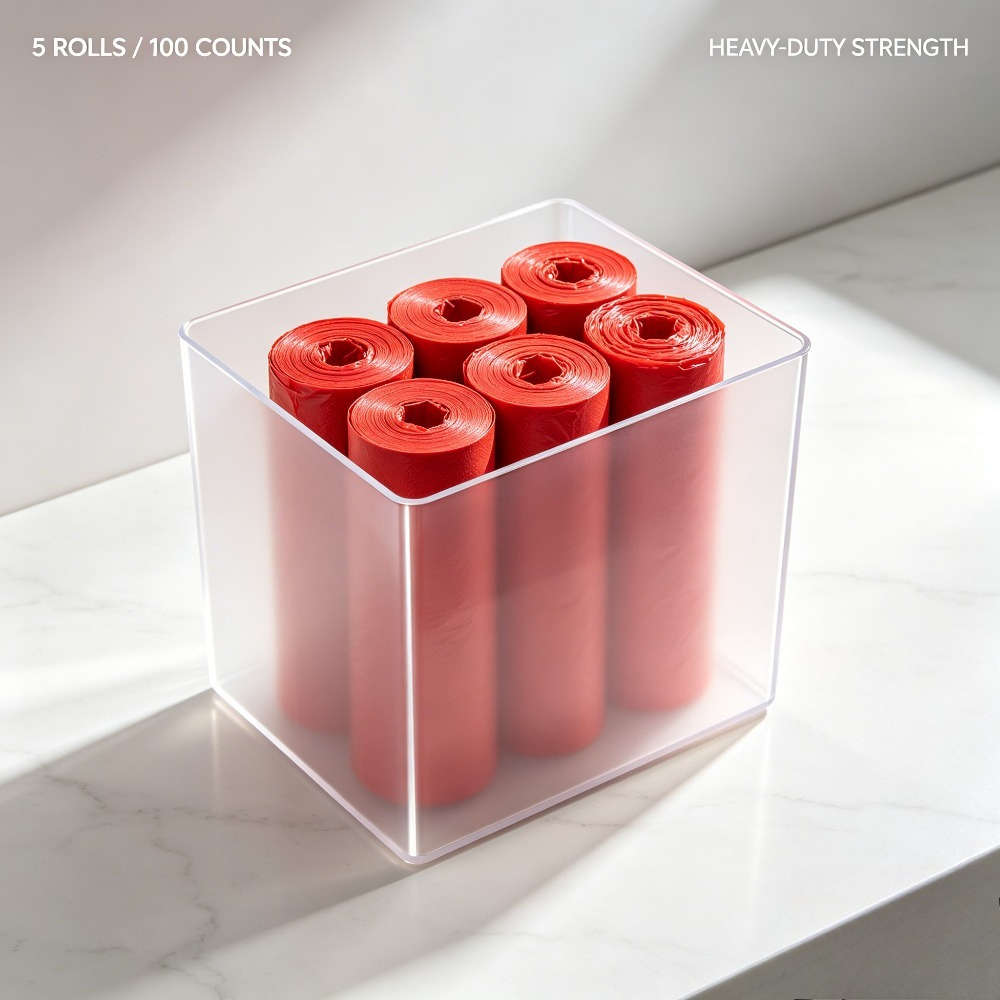Trash Bag5 Rolls100 Pieces Red