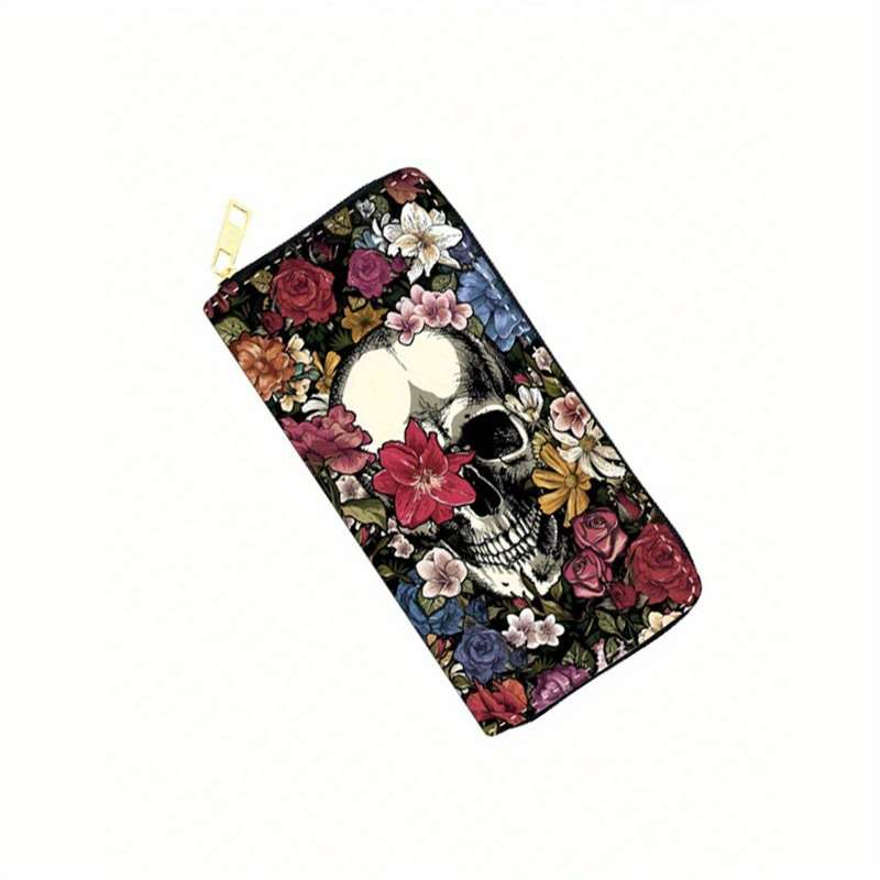 Flower Skull Butterfly Pu Wallet Vintage Halloween Wallet Creative Halloween Wallet Skeleton Pr