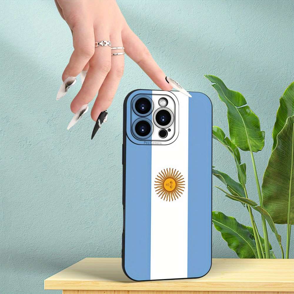 1Pc Black For iPhone 13 Pro Argentine Flag Pattern Phone Case