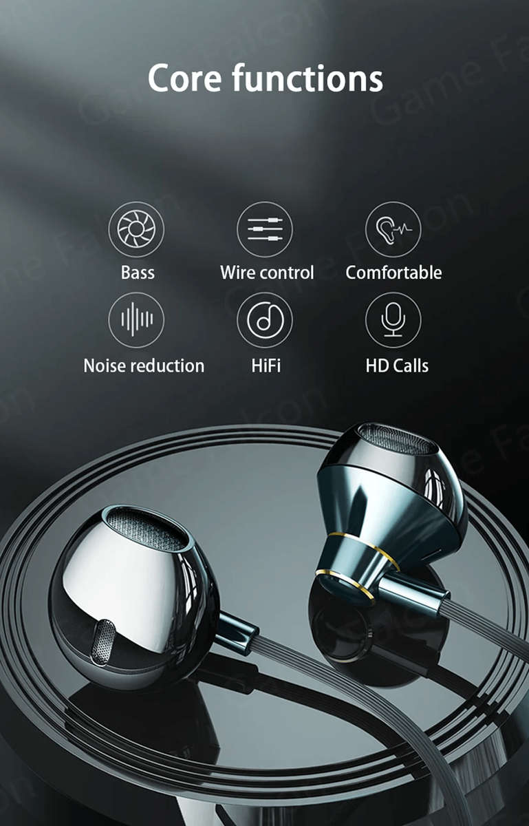 Wired Headphones 3.5Mm Black