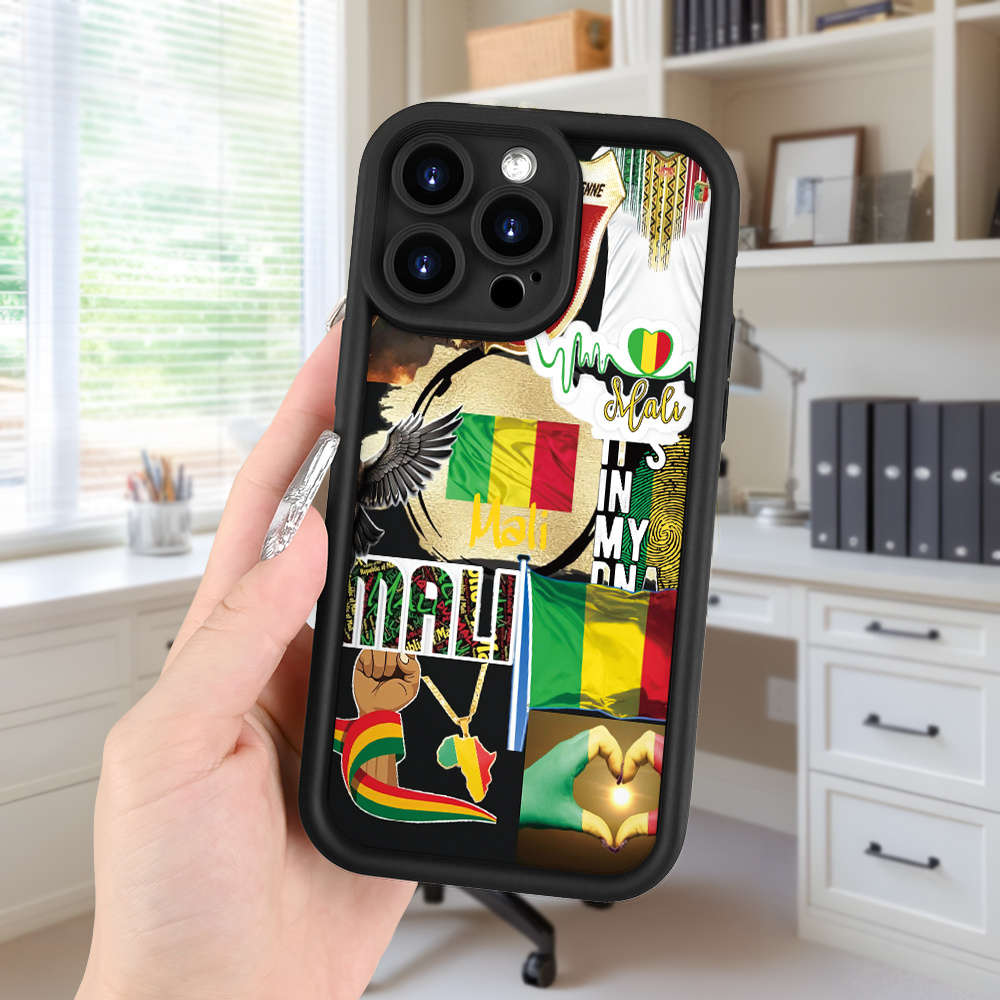 1Pc Black For iPhone 12 African Style Illustration Phone Case