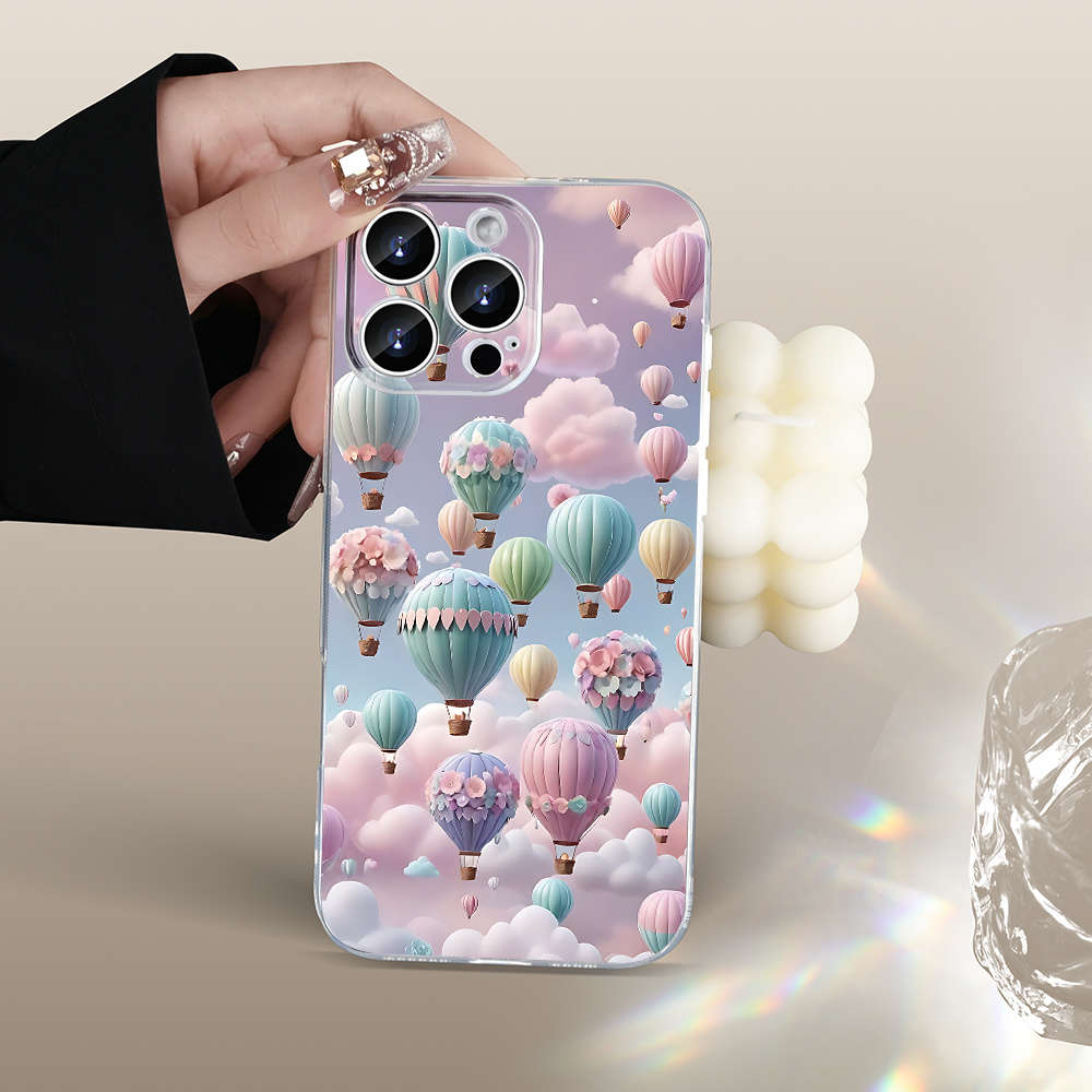 1Pc Transparent For iPhone 16 Pro Hot Air Balloon Phone Case