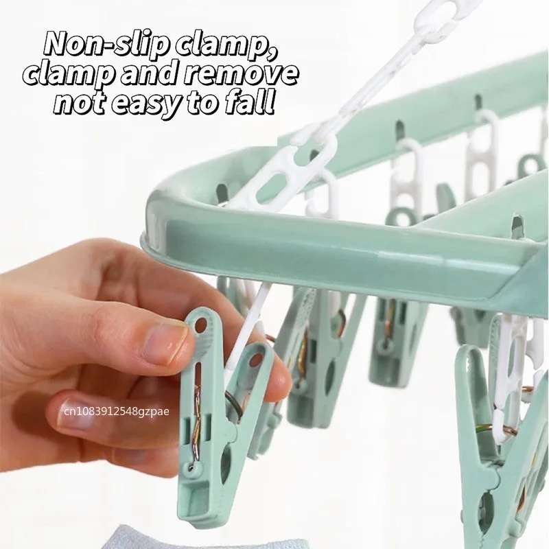 Clothes Rack Blue Storage 32Clips