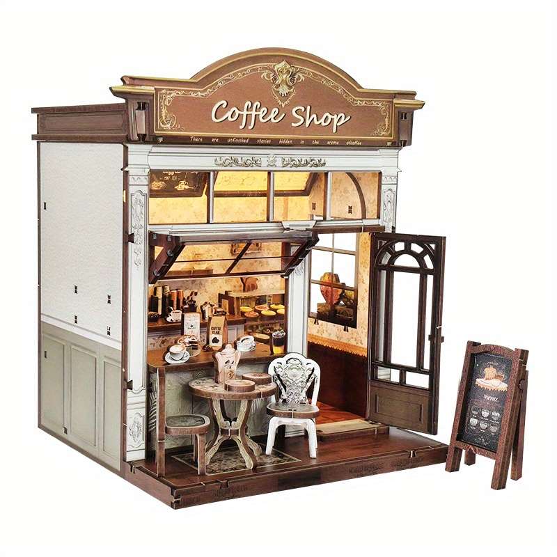 3D Building Model Puzzle Set Style Meet Coffee House