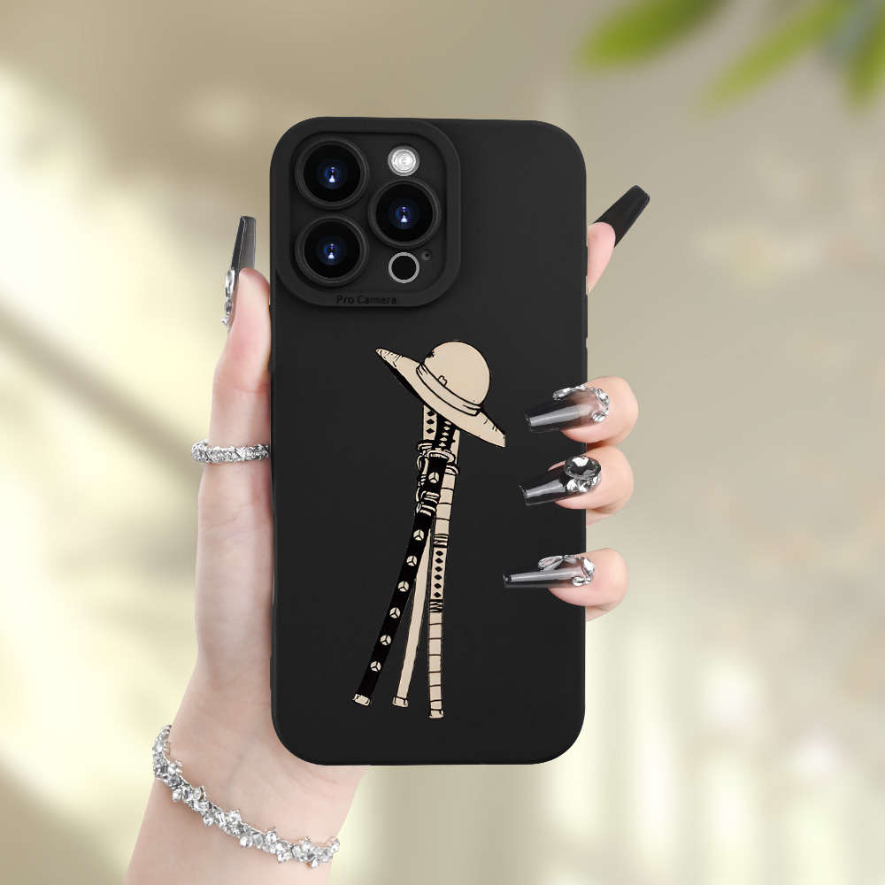 1Pc Black For iPhone 16e Pirate Weapon Pattern Phone Case