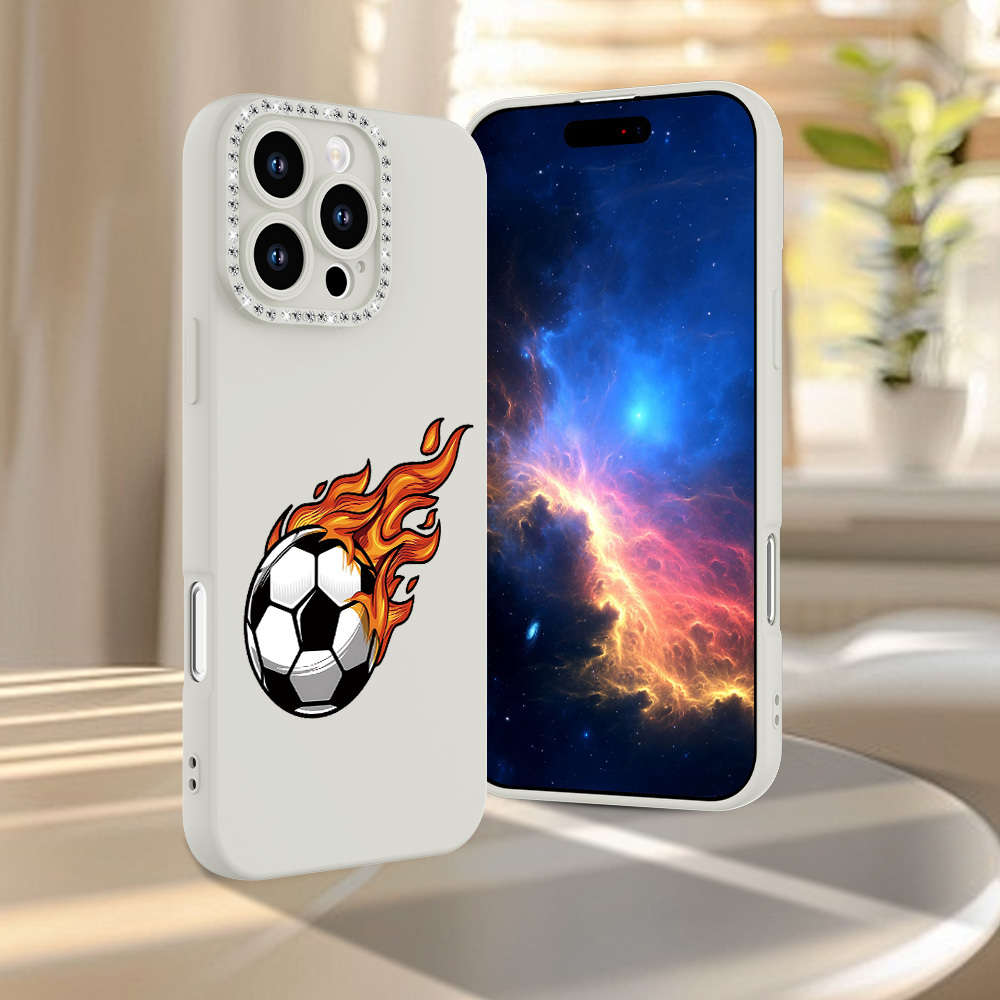 1Pc Ivory White For iPhone 14 Football Player Printed Phone Case