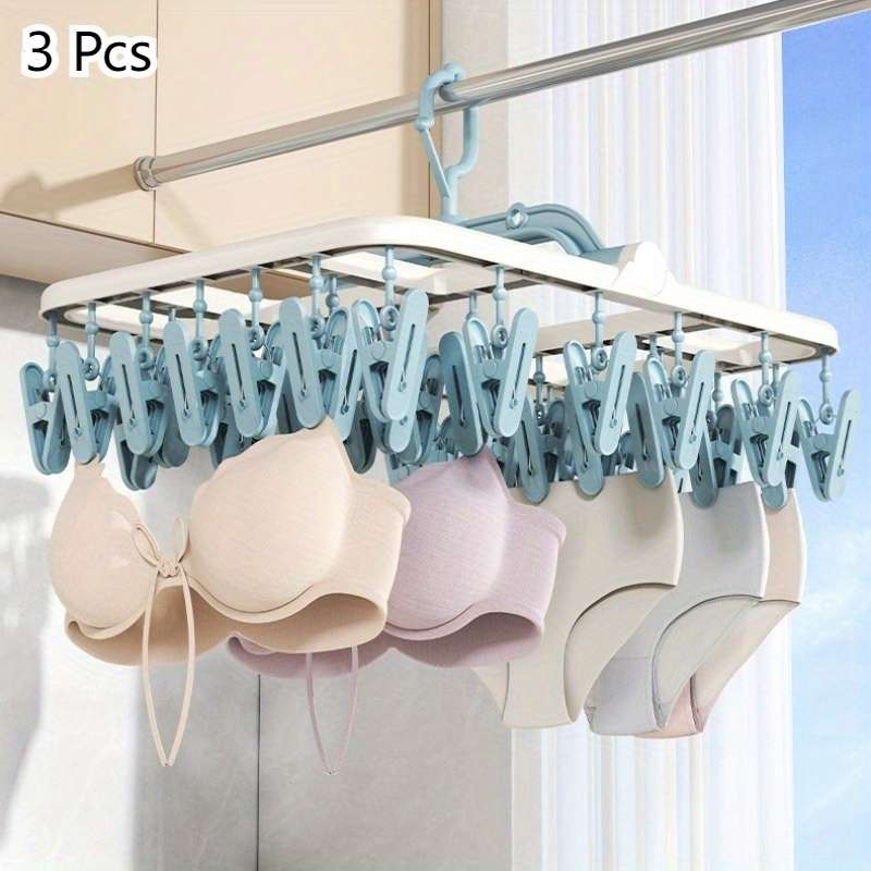 Clothes Rack 3Pack Light Blue 40 Clips