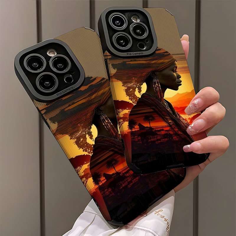 1Pc Mixed Color For iPhone 14 Plus African Women Phone Casee