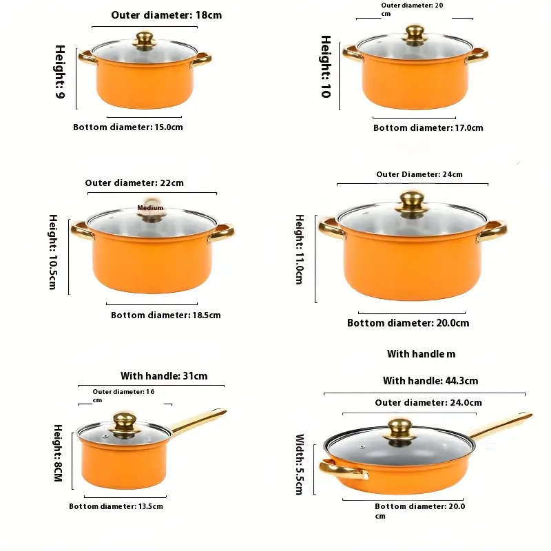 Gold 6-Piece Non-Stick Stainless Steel Cookware Set