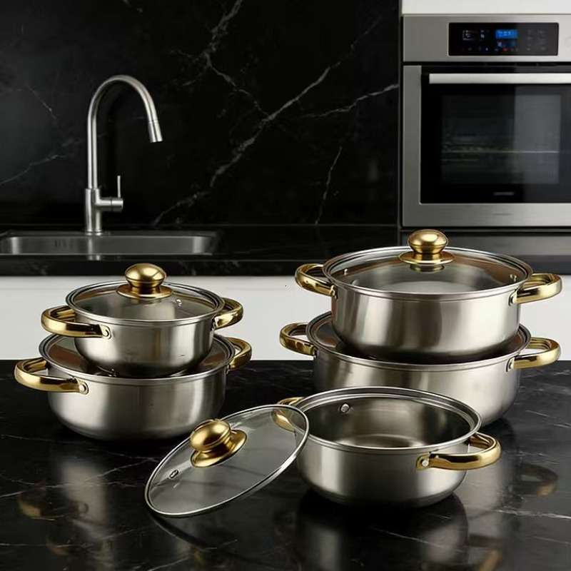 Heavy Duty Stainless Steel Cookware Set Home Cooking Camping Outdoor Use Multi