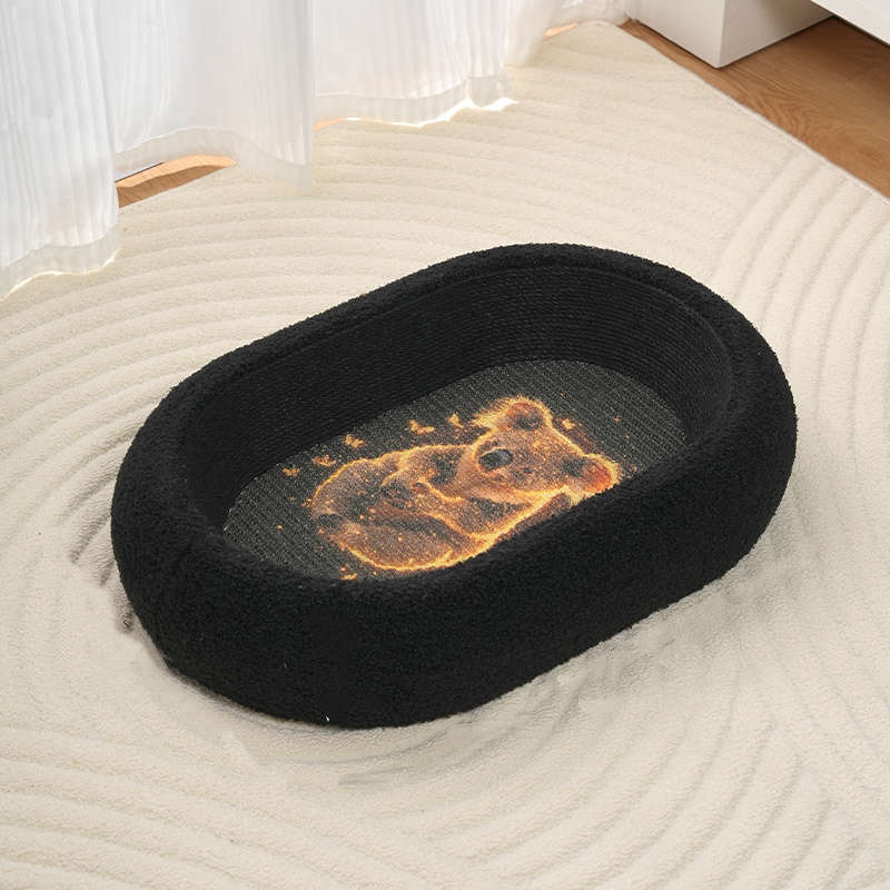 Pet Supplies Color Deep  Mouth Cat Bed  Black Koala Pattern