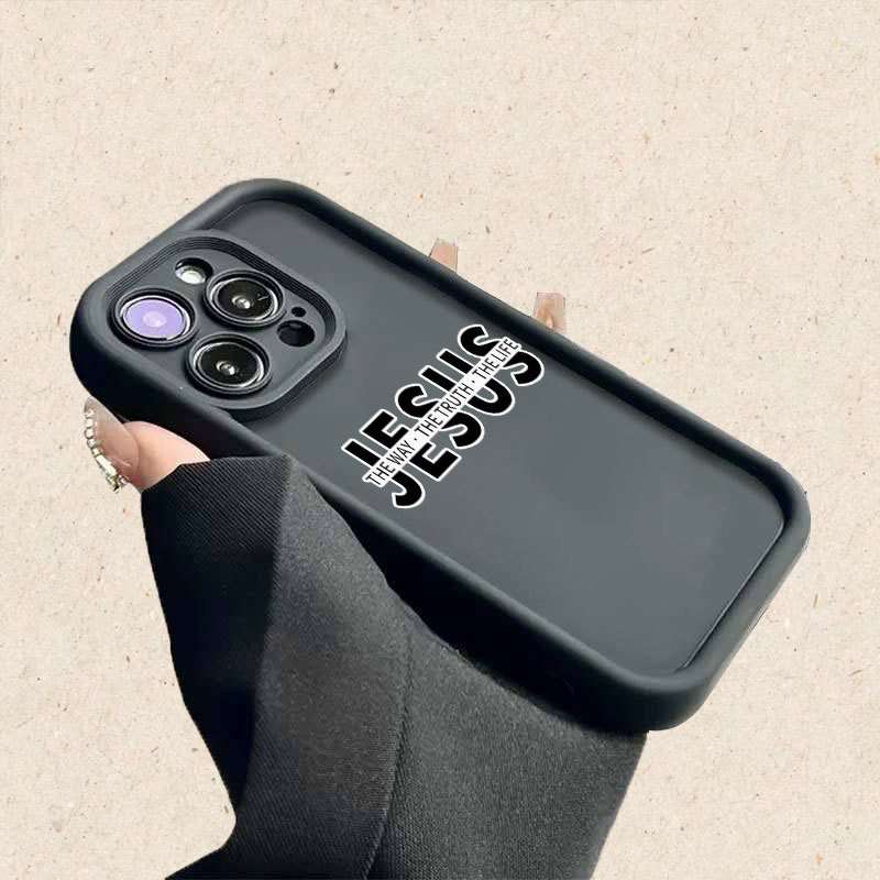 1Pc Black For iPhone 15 Pro Max Jesus Design Phone Case