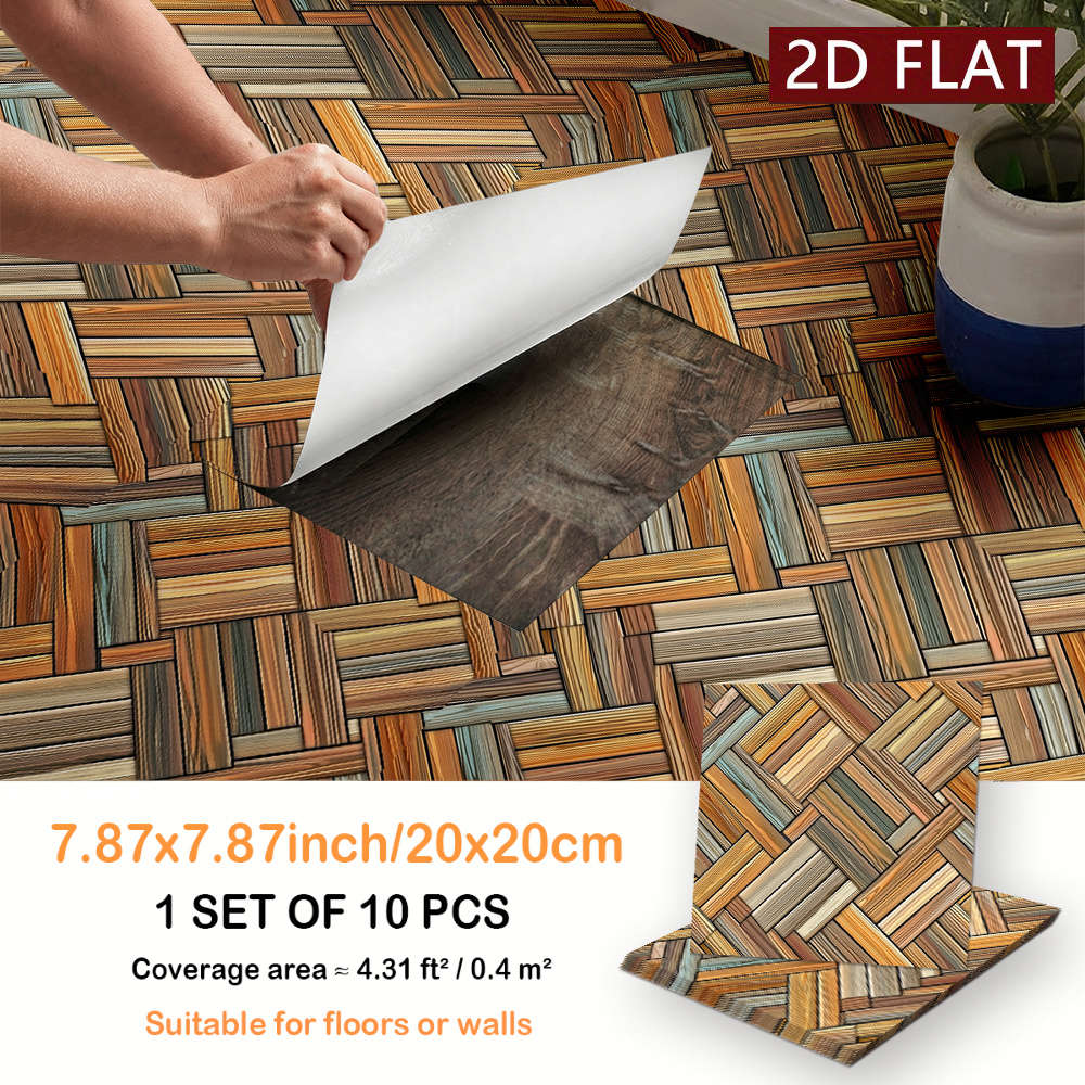 Self Adhesive Floor Stickers 7.87X7.87Inch 20X20Cm 10Pcs