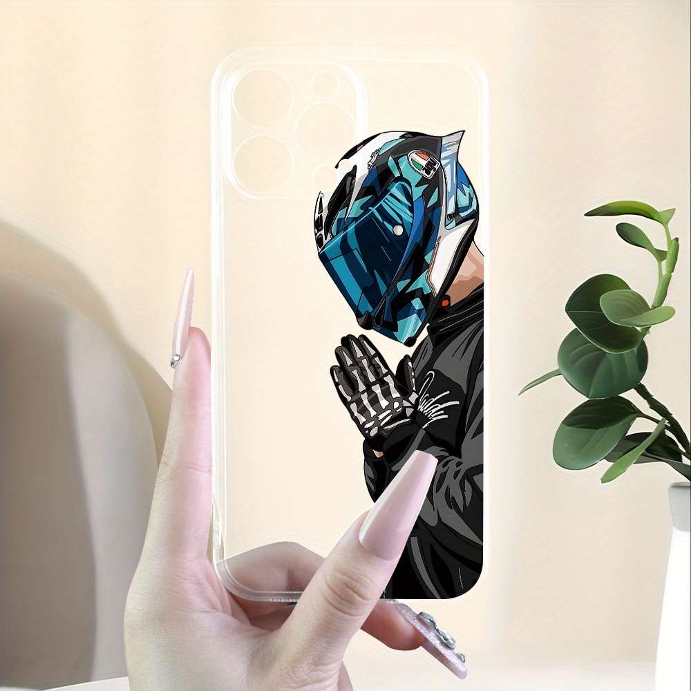 1Pc Transparent For iPhone XS Motorcycle Boy Phone Case