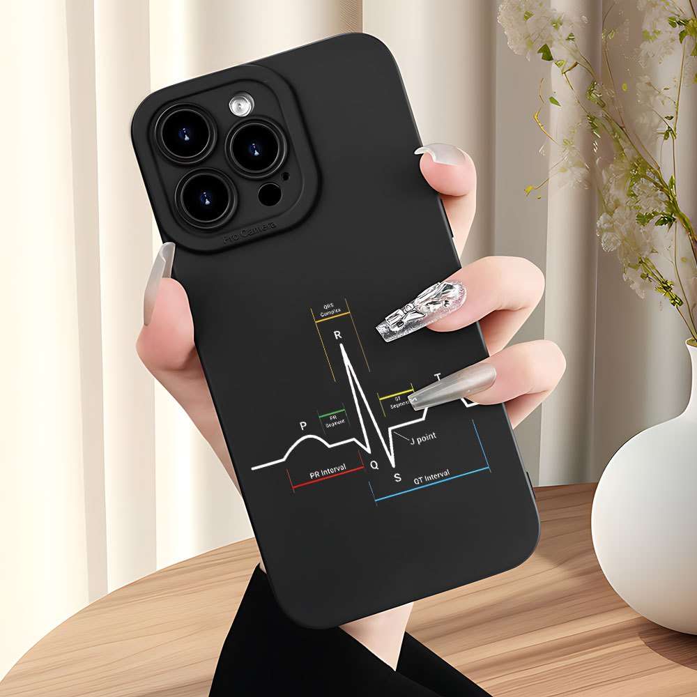 1Pc Black For iPhone 7 Plus 8 Plus Heartbeat Pattern Phone Case