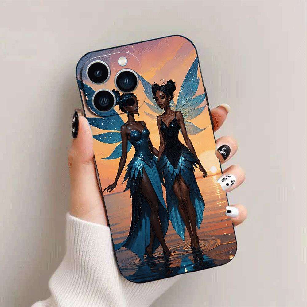 1Pc Black For iPhone 15 Plus African Design Phone Case