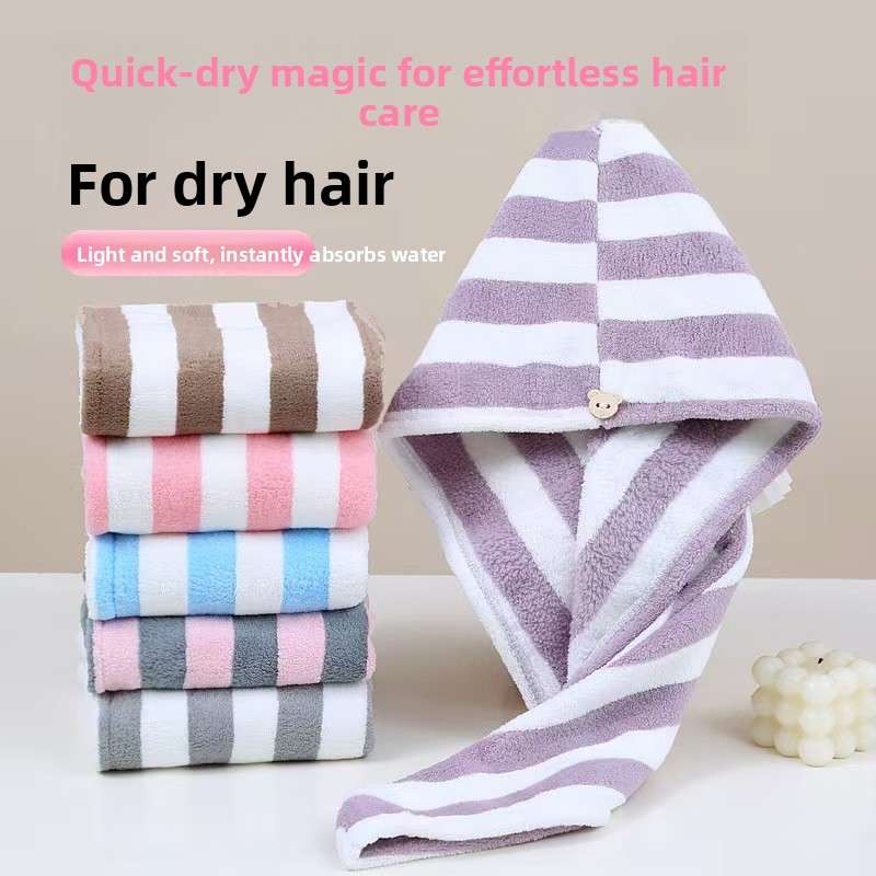 Hair Turban Striped Grayish Pink Quantity 2Pcs