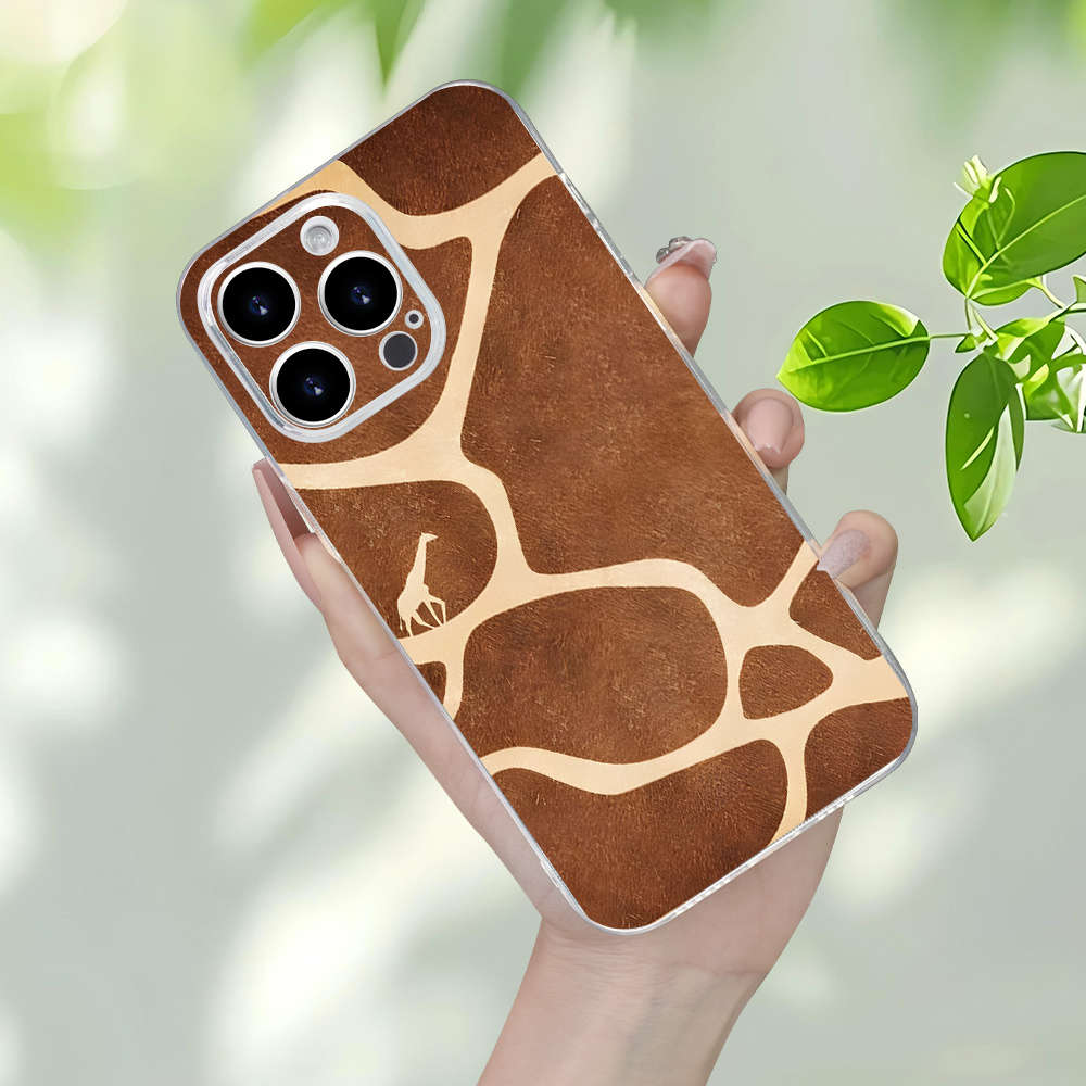 1Pc Transparent For iPhone 16 Plus Giraffe African Pattern Phone Case