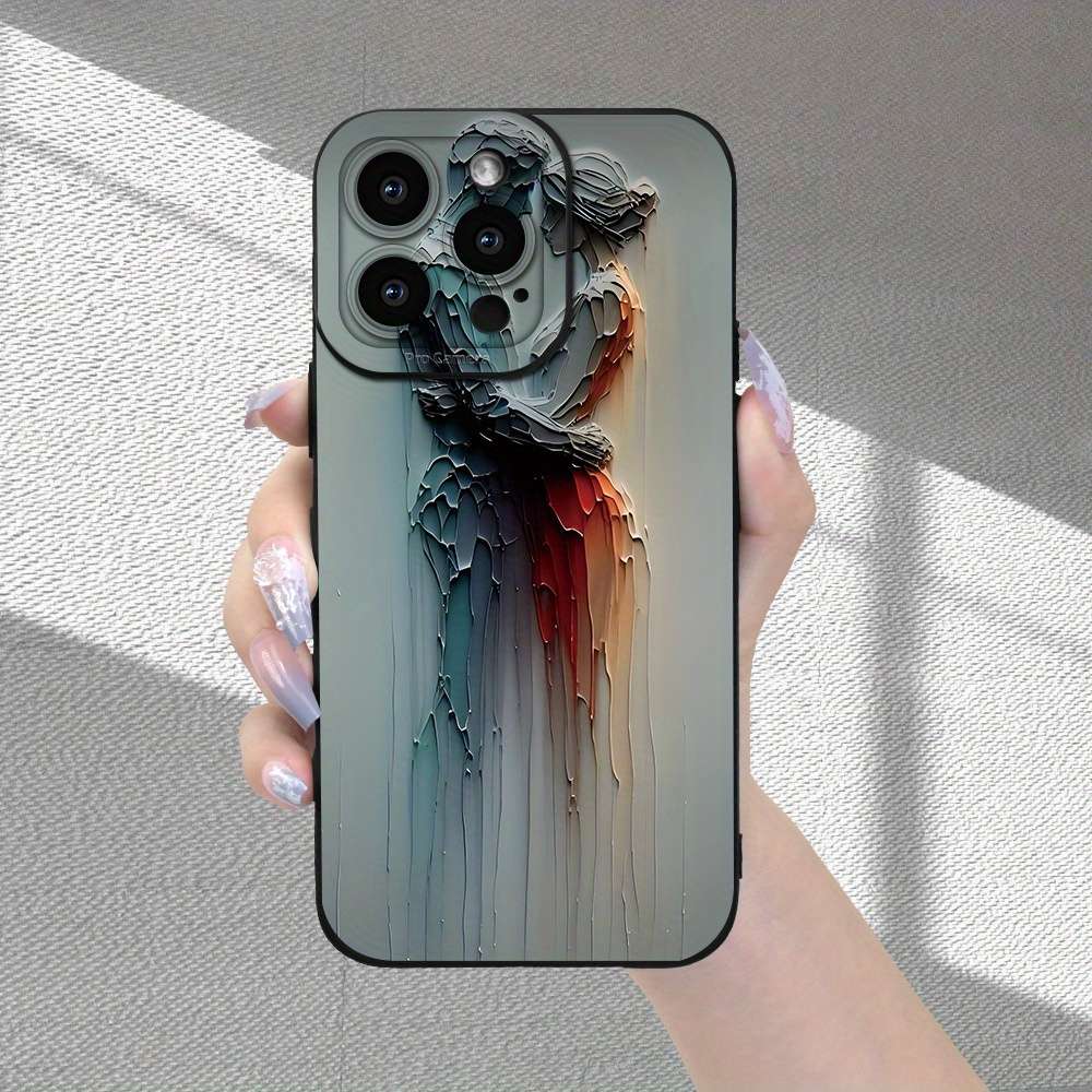 1Pc Black For iPhone 13 Couple Pattern Phone Case