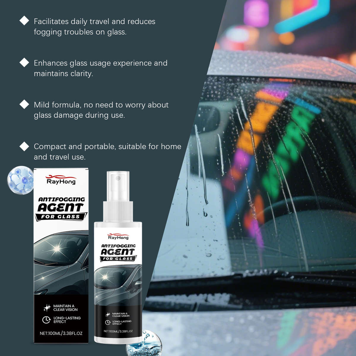 Professional Advanced Ultra Crystal Rayhong Window Defogger Spray Antifog Rain