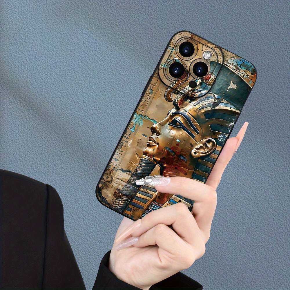 1Pc Black For iPhone 14 Plus Egyptian Pharaoh Phone Case