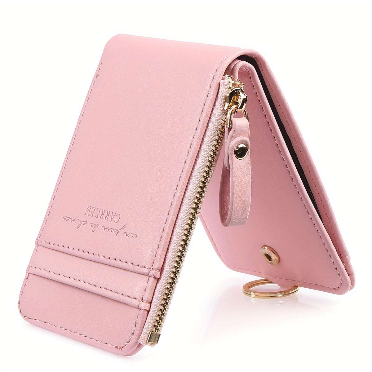 Carrken Elegant Compact Womens Wallet With Multiple Zippers Snap Buttons Large Capacity For