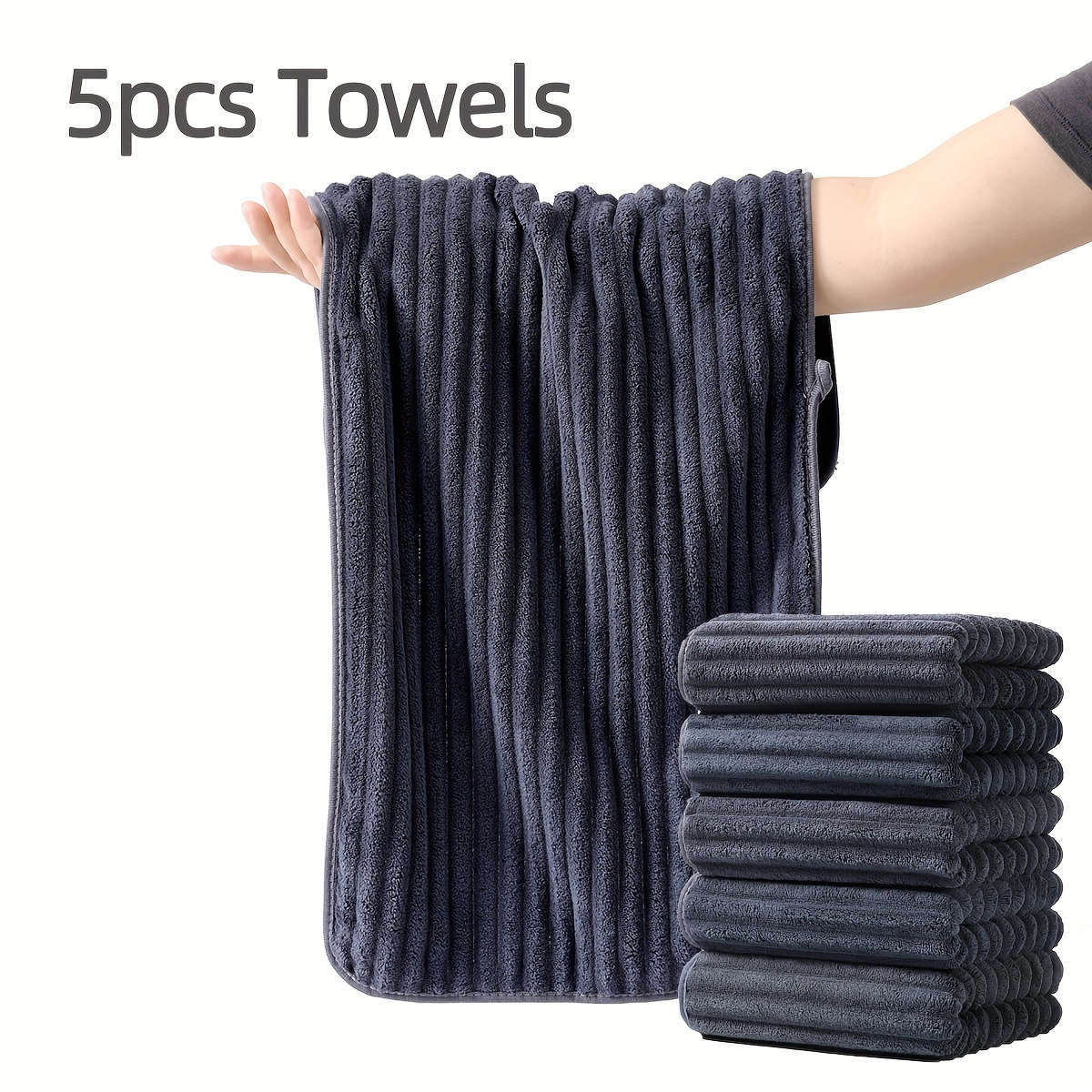 5Pcs Dark Microfiber High Hand Towels Stripe Comfortable Quality Soft Candy