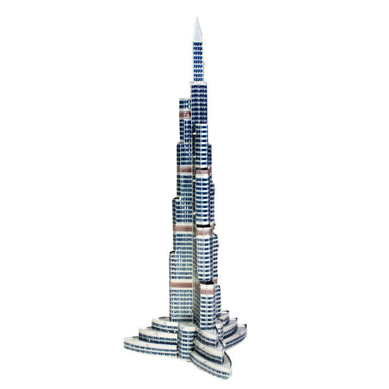 3D Building Model Puzzle Set Color Silver Burj Dubai  Without Tools