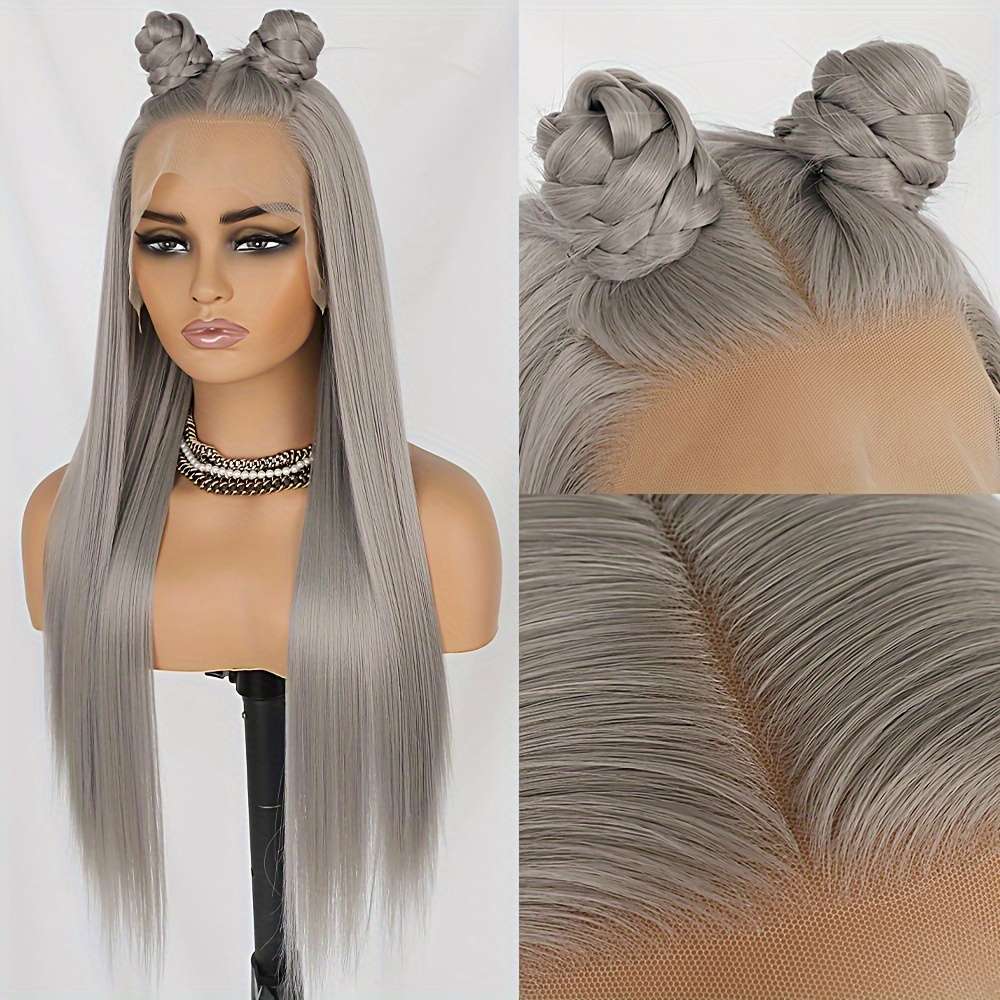 Grey Womens Wigs Hair Length 66.04Cm