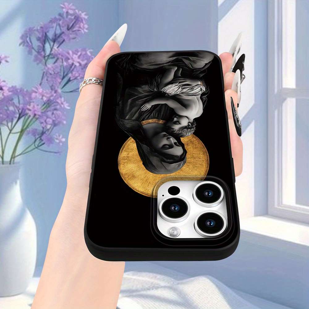 1Pc Black For iPhone 16 Pro Virgin Mary Jesus Phone Case