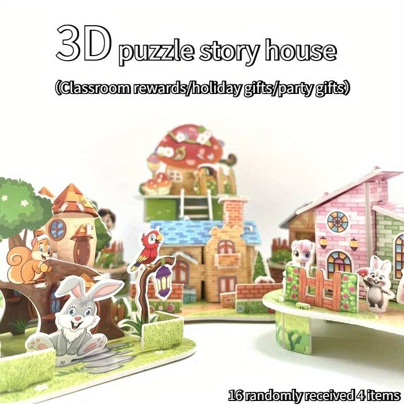 3D Building Model Puzzle Set Model Random Quantity 4 Pcs