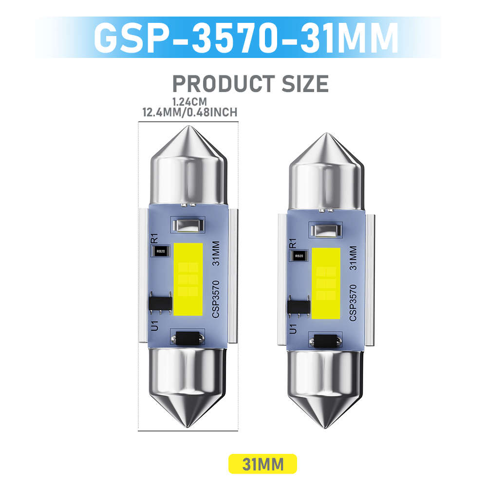 Car Lights Model 2Pcs 31Mm White Light