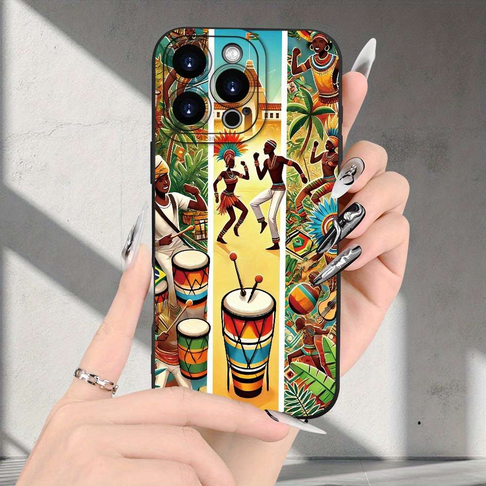 1Pc Black For iPhone 14 African Cultural Patterns Phone Case