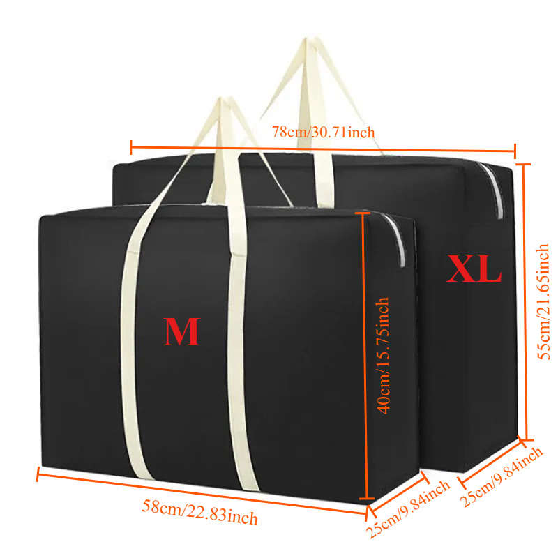 2Pcs Thick Hand Held Organizer Tote Tote Black Size L 2 Pcs