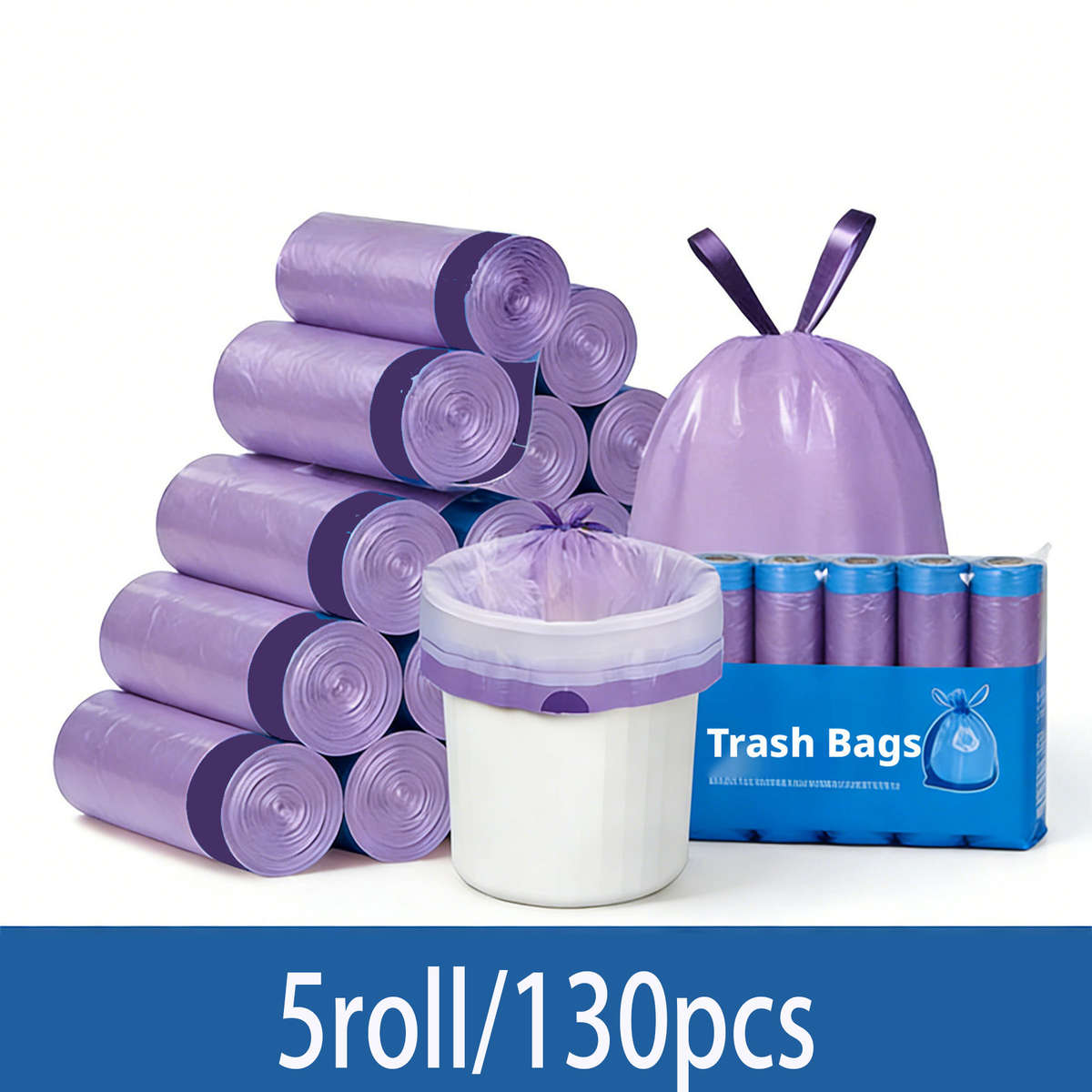 Trash Bag5 Rollspurple130 Pcs