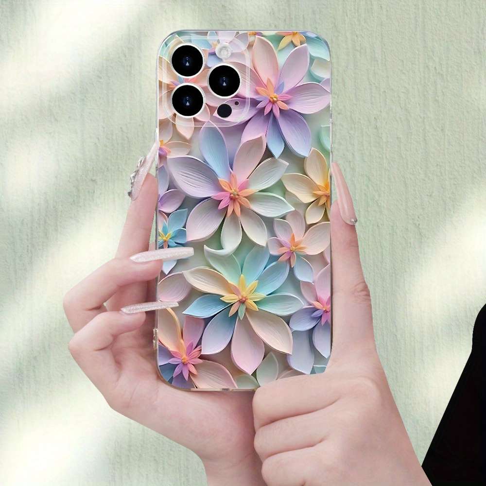 1Pc Transparent For iPhone 14 Pro Beautiful Flower Phone Case