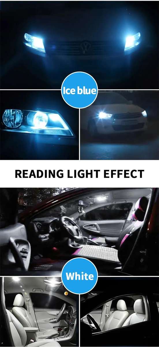 Car Lights Color White Storage 6Pcs