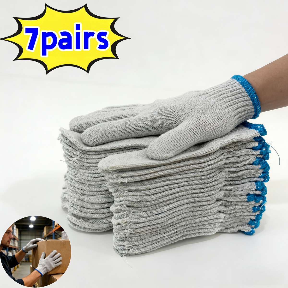Work Gloves Color 7Pairs White