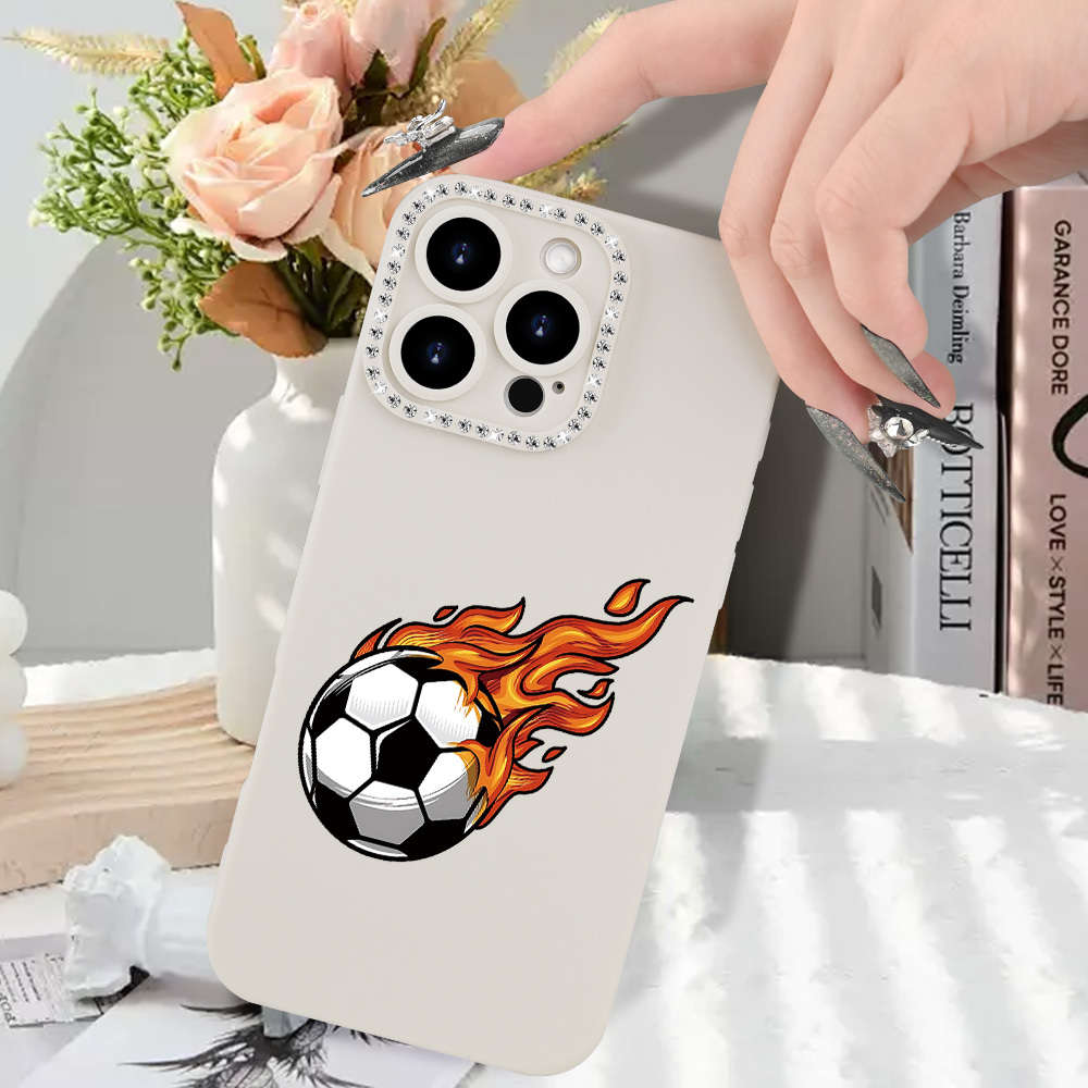 1Pc Ivory White For iPhone 14 Football Player Printed Phone Case