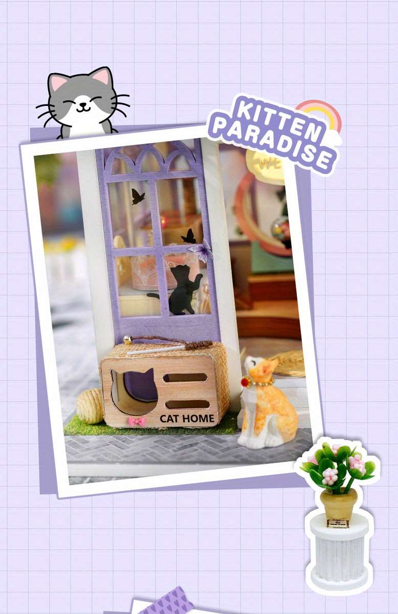 3D Building Model Puzzle Set Style Kitten Paradise